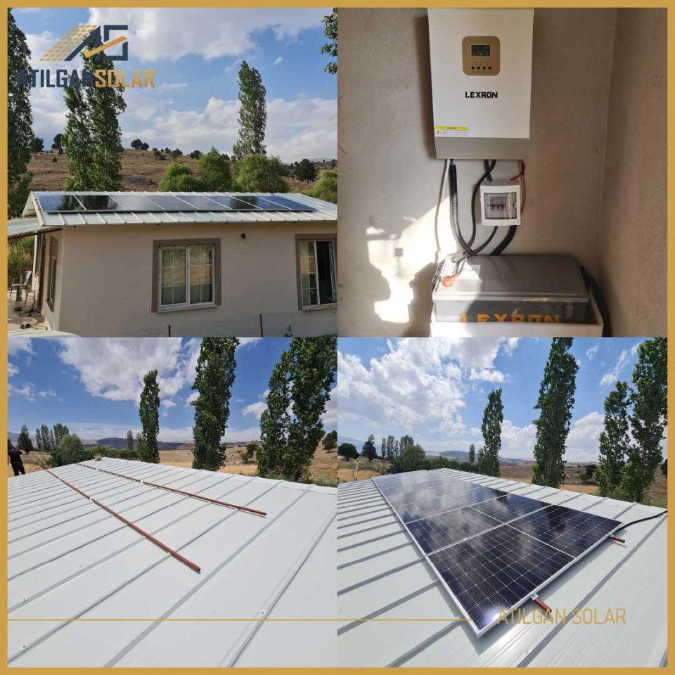ÇATI GES Depolama: 4,8kWh lityum depolama Panel Gücü: 4.36kWp İnverter: Lexron 6,2kW mppt inverter