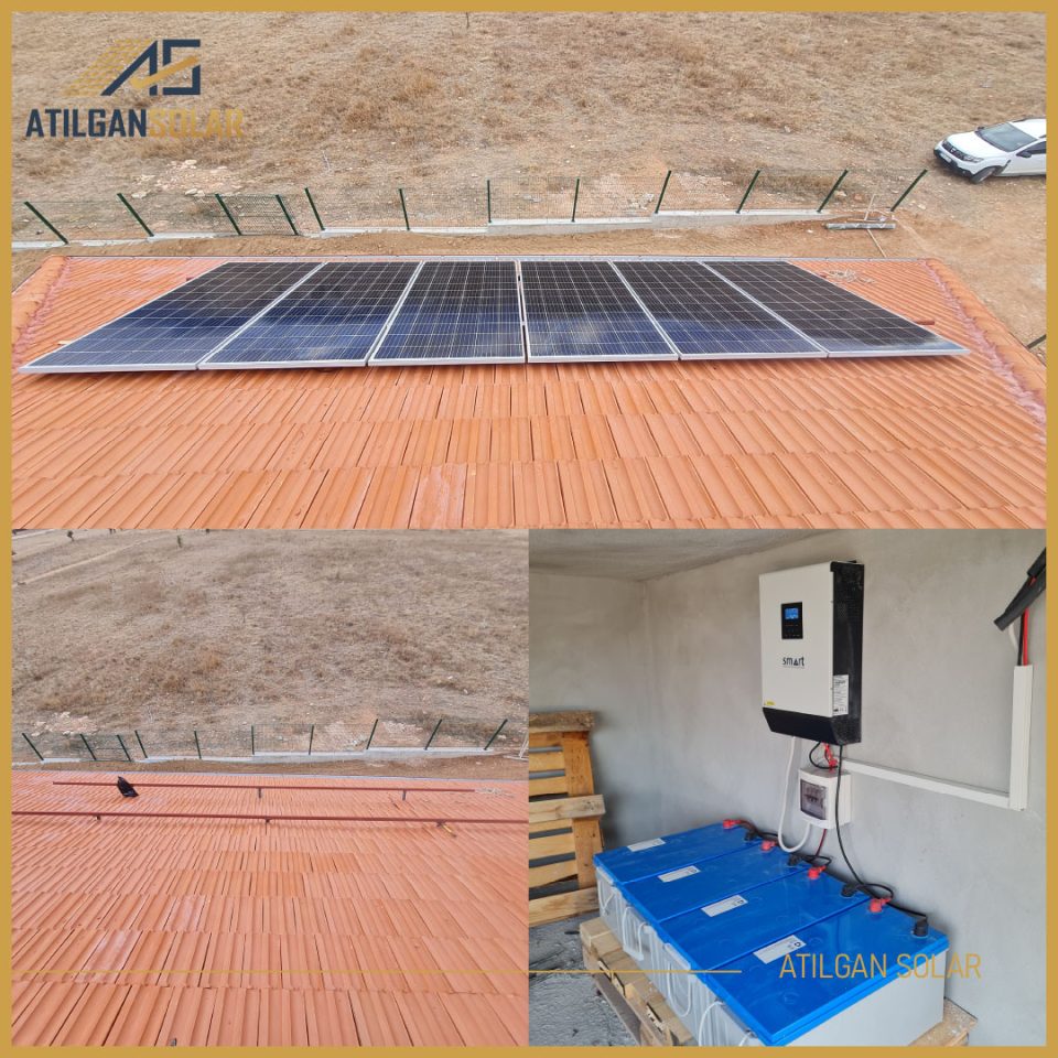 ÇATI GES Güç: 7kWh jel depolama Panel Gücü: 2460 Watt İnverter: Lexron 5kW mppt