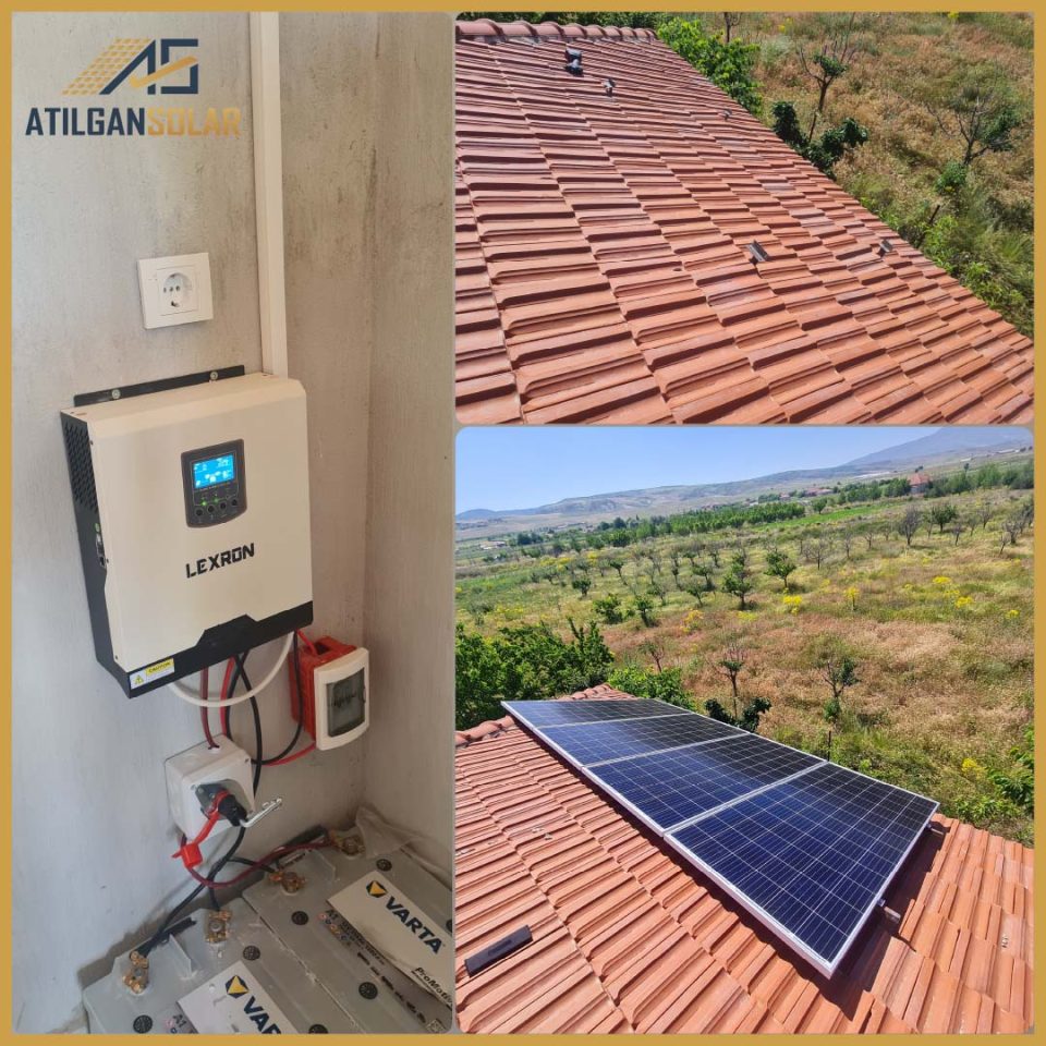 Bağ evi 5kw depolama güneş enerji sistemi Güç: 410Wp Adet: 4 Panel: 1640 Watt