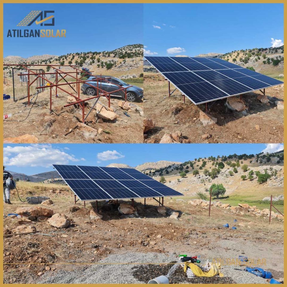 SULAMA SİSTEMİ Panel Gücü: 7.63kWp Pompa Gücü: 5.5hp Sürücü Gücü: 7.5hp